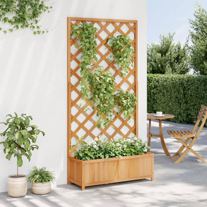Planter with Trellis Brown 90x35x180 cm Solid Wood Fir