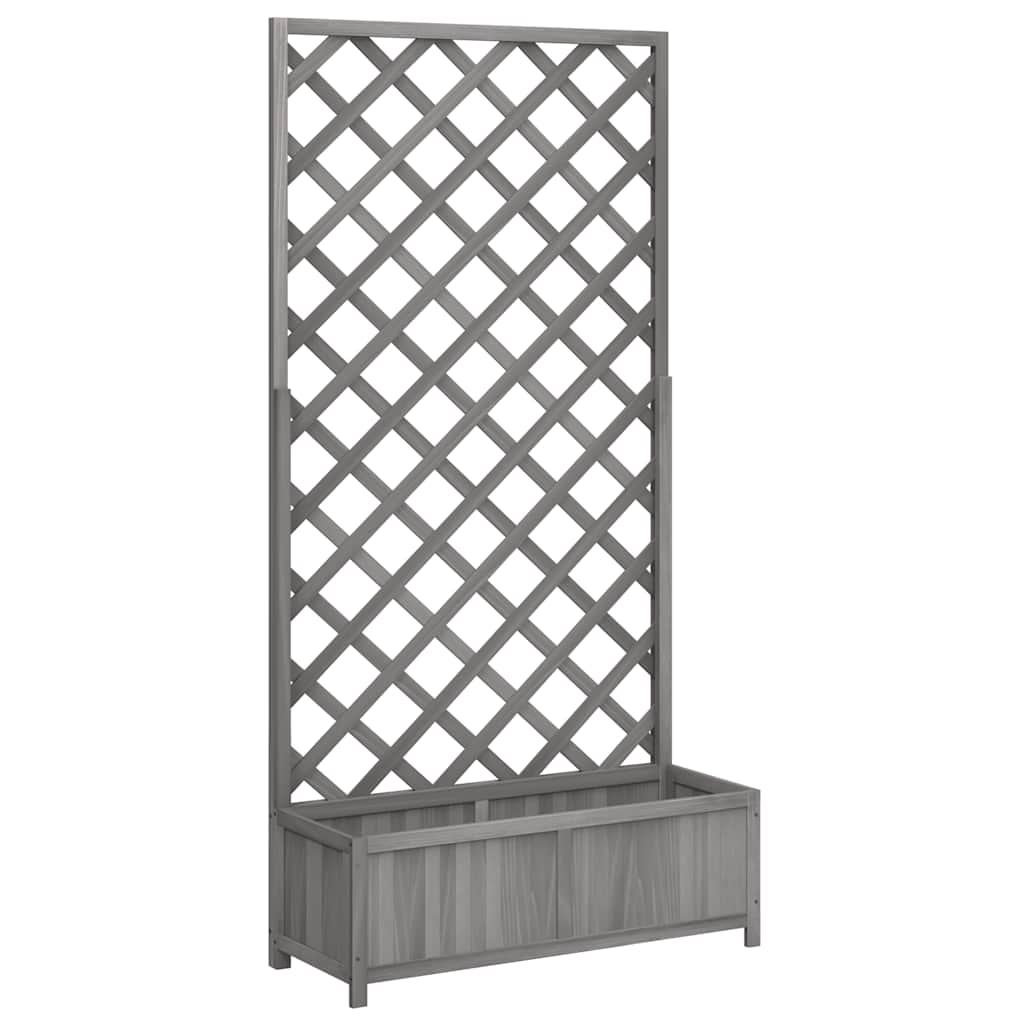 Planter with Trellis Grey 90x35x180 cm Solid Wood Fir