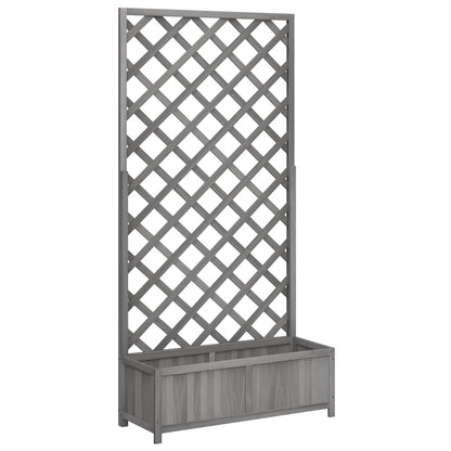 Planter with Trellis Grey 90x35x180 cm Solid Wood Fir
