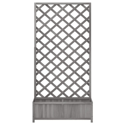Planter with Trellis Grey Solid Wood Fir