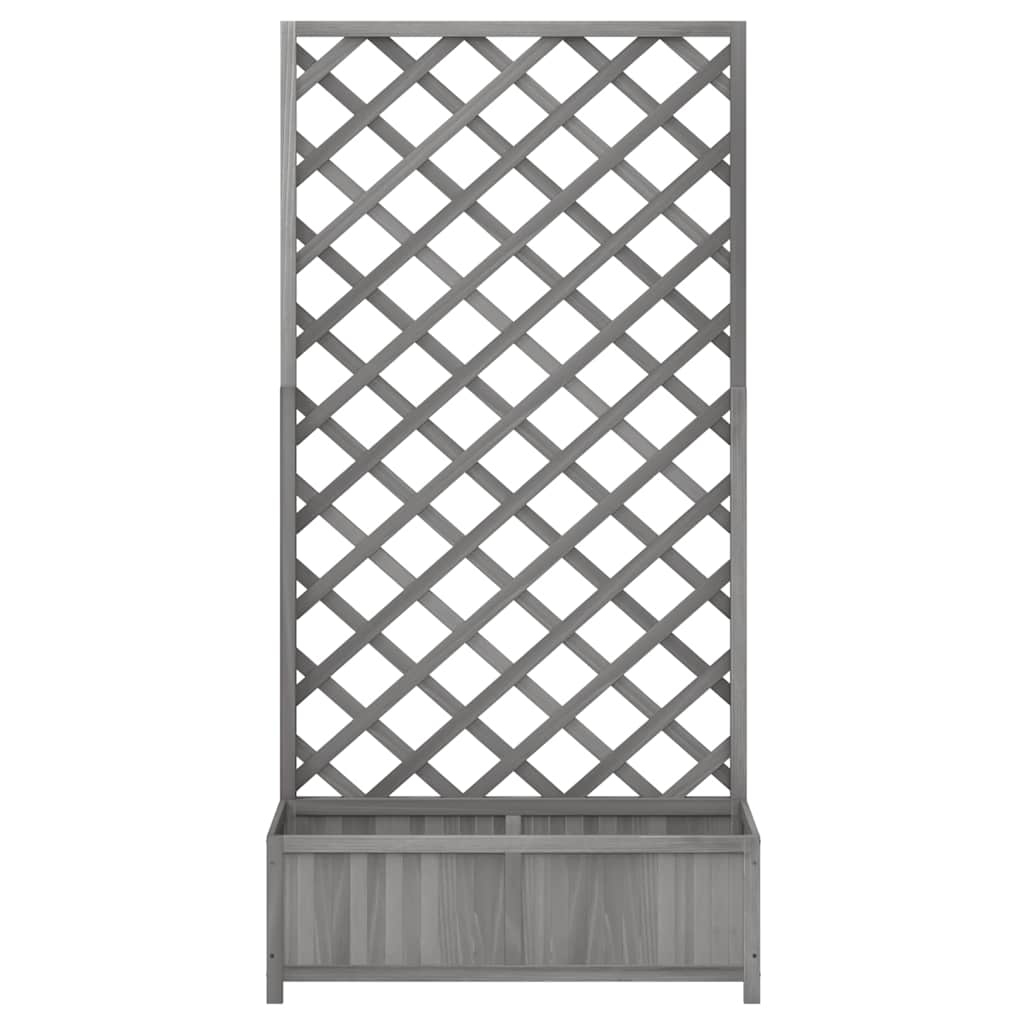 Planter with Trellis Grey 90x35x180 cm Solid Wood Fir