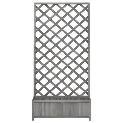 Planter with Trellis Grey 90x35x180 cm Solid Wood Fir
