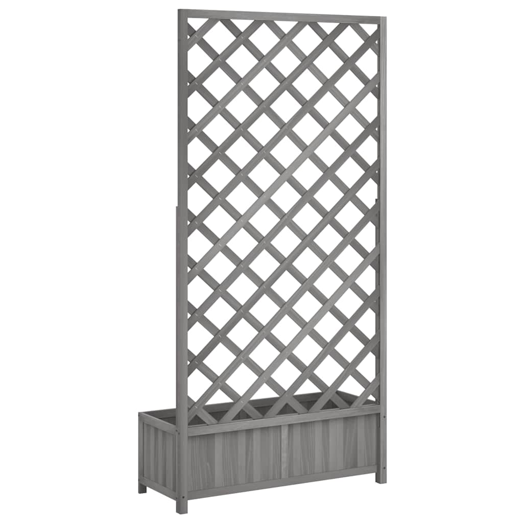 Planter with Trellis Grey 90x35x180 cm Solid Wood Fir