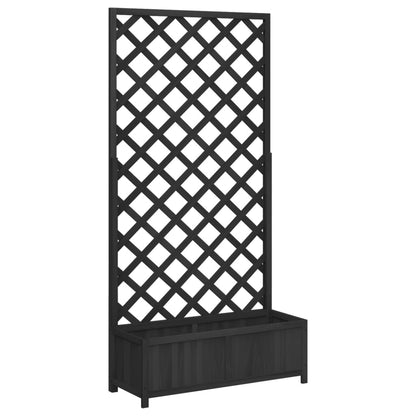 Planter with Trellis Black 90x35x180 cm Solid Wood Fir