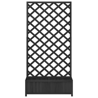 Planter with Trellis Black 90x35x180 cm Solid Wood Fir