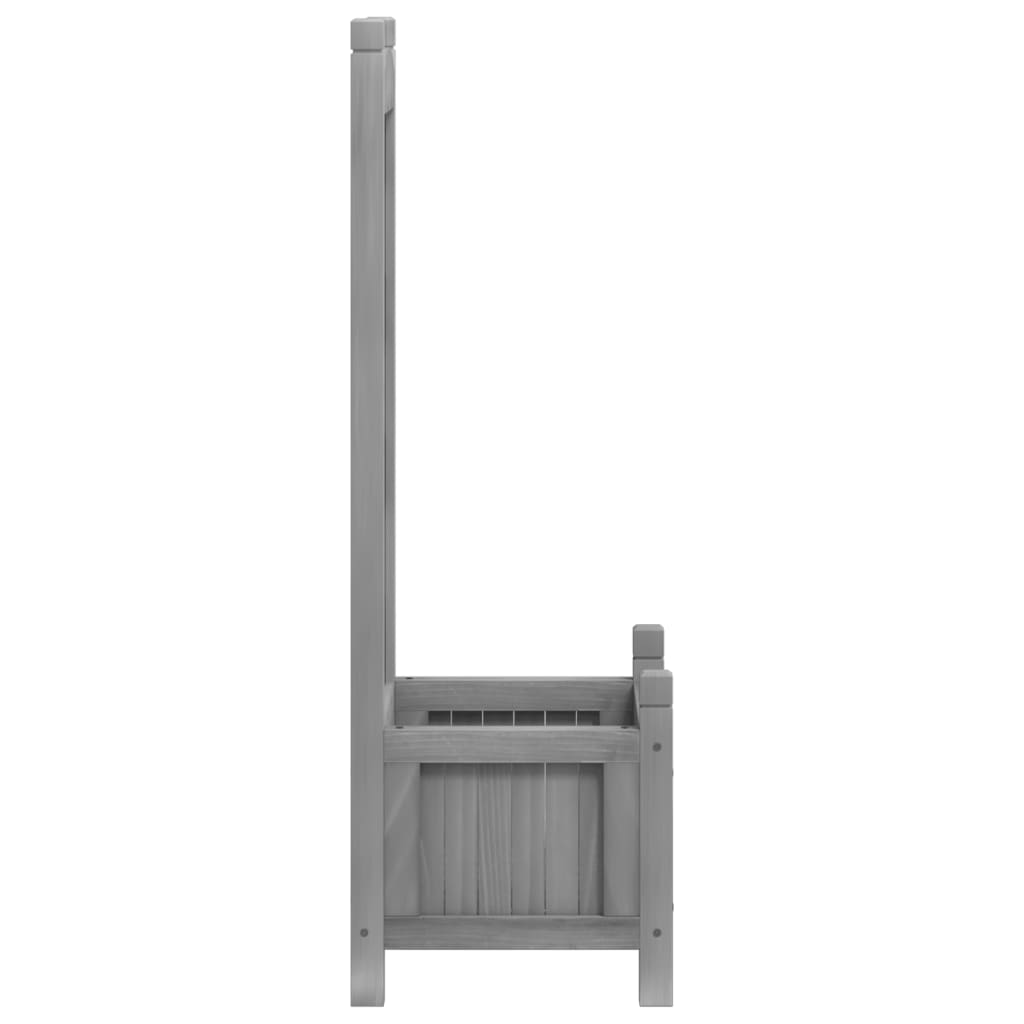 Planter with Trellis Grey Solid Wood Fir