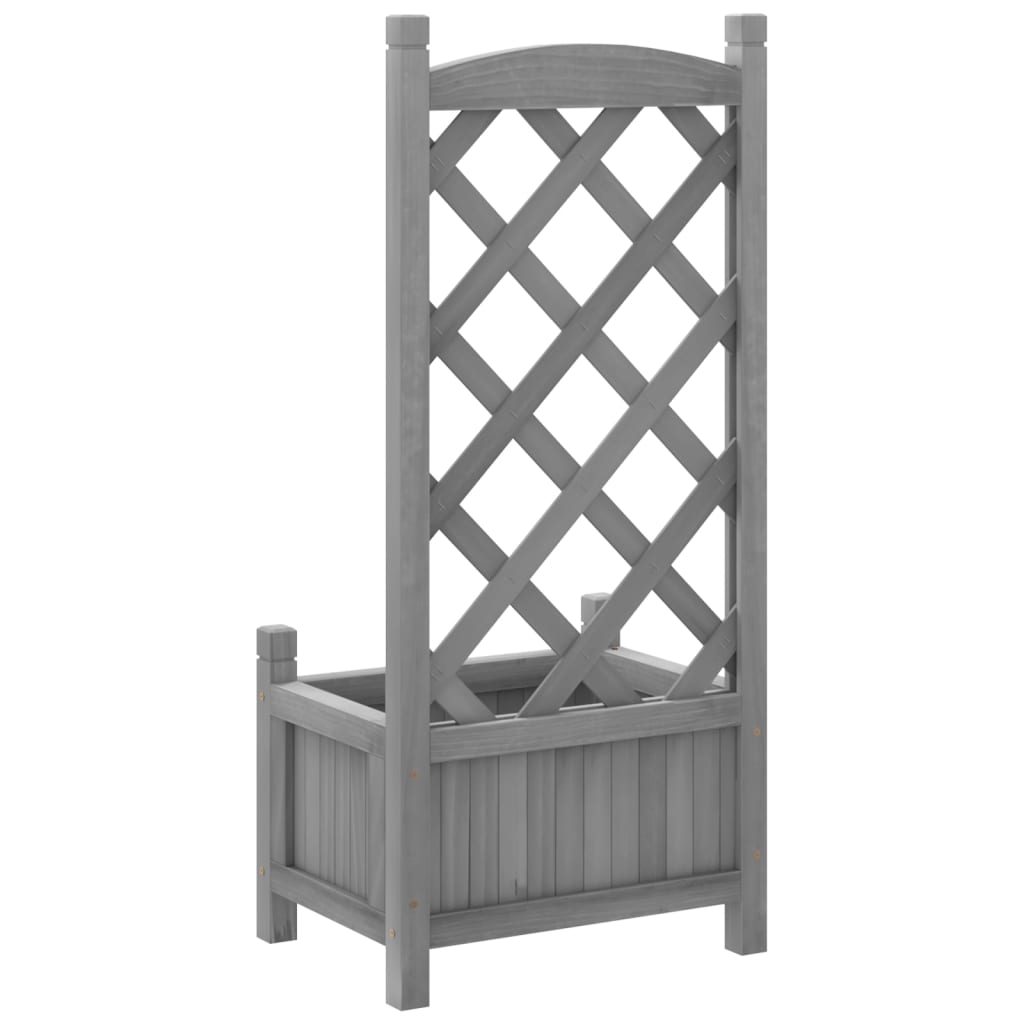 Planter with Trellis Grey Solid Wood Fir