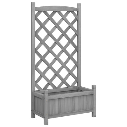 Planter with Trellis Grey 55x29.5x110 cm Solid Wood Fir