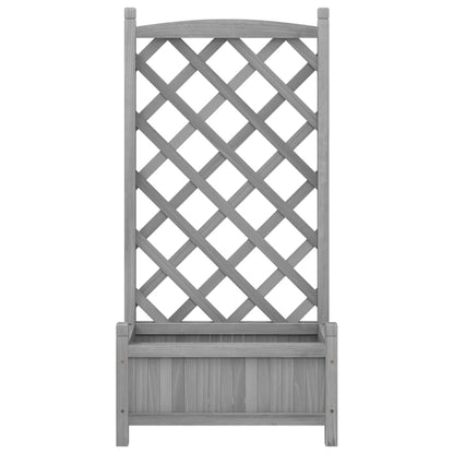 Planter with Trellis Grey 55x29.5x110 cm Solid Wood Fir