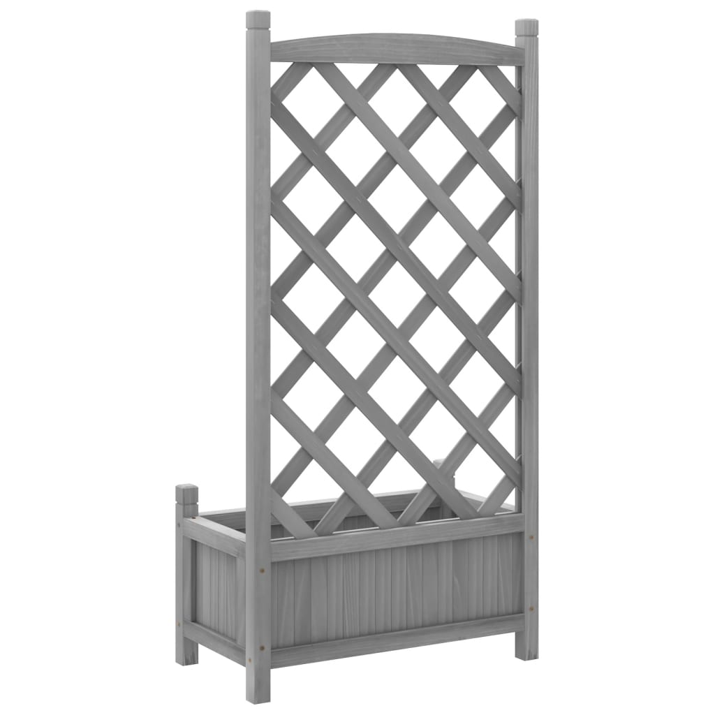 Planter with Trellis Grey 55x29.5x110 cm Solid Wood Fir