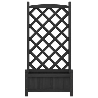 Planter with Trellis Black 55x29.5x110 cm Solid Wood Fir