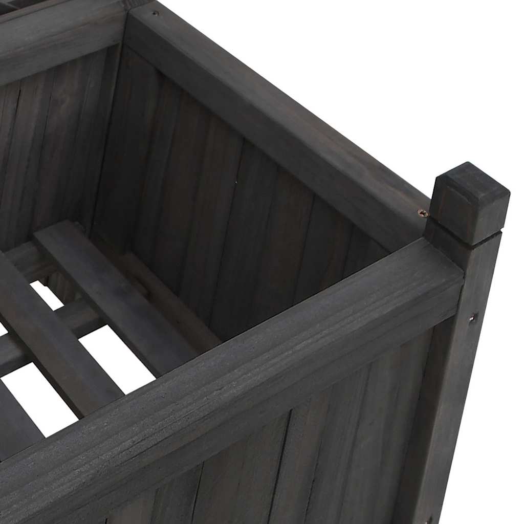 Planter with Trellis Black 55x29.5x110 cm Solid Wood Fir