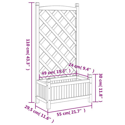 Planter with Trellis Black 55x29.5x110 cm Solid Wood Fir