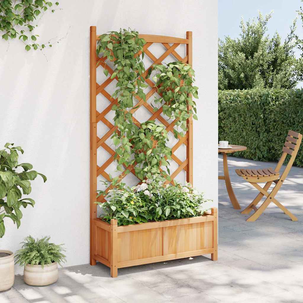 Planter with Trellis Brown 75 x 35 x 150 cm Solid Wood Fir