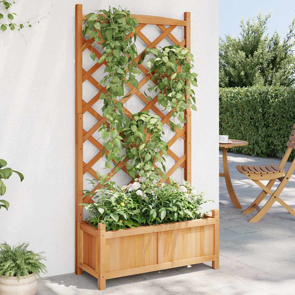 Planter with Trellis Brown 75 x 35 x 150 cm Solid Wood Fir