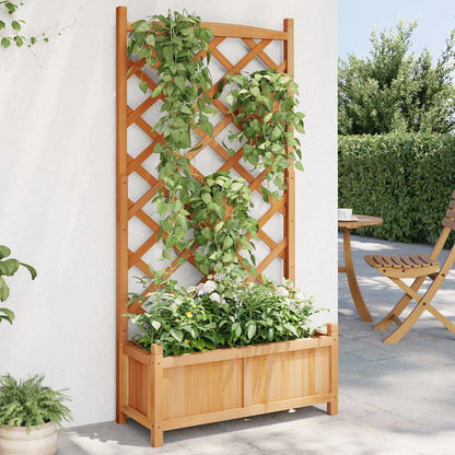 Planter with Trellis Brown 75 x 35 x 150 cm Solid Wood Fir