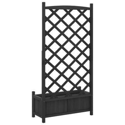 Planter with Trellis Black 75 x 35 x 150 cm Solid Wood Fir