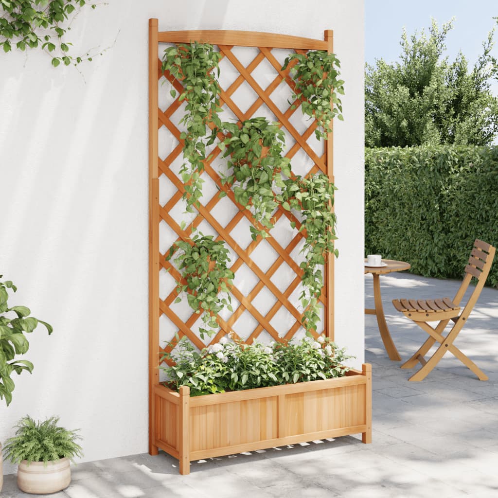 Planter with Trellis Brown 90x35x180 cm Solid Wood Fir