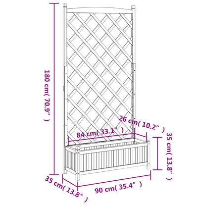Planter with Trellis Brown 90x35x180 cm Solid Wood Fir