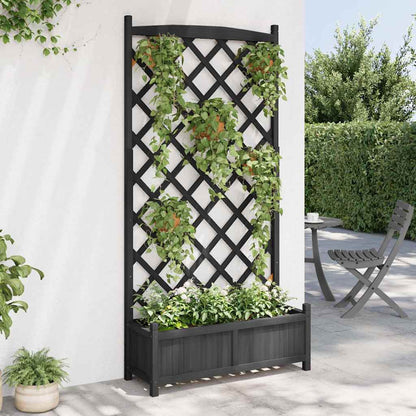Planter with Trellis Black 90x35x180 cm Solid Wood Fir