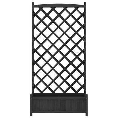Planter with Trellis Black 90x35x180 cm Solid Wood Fir