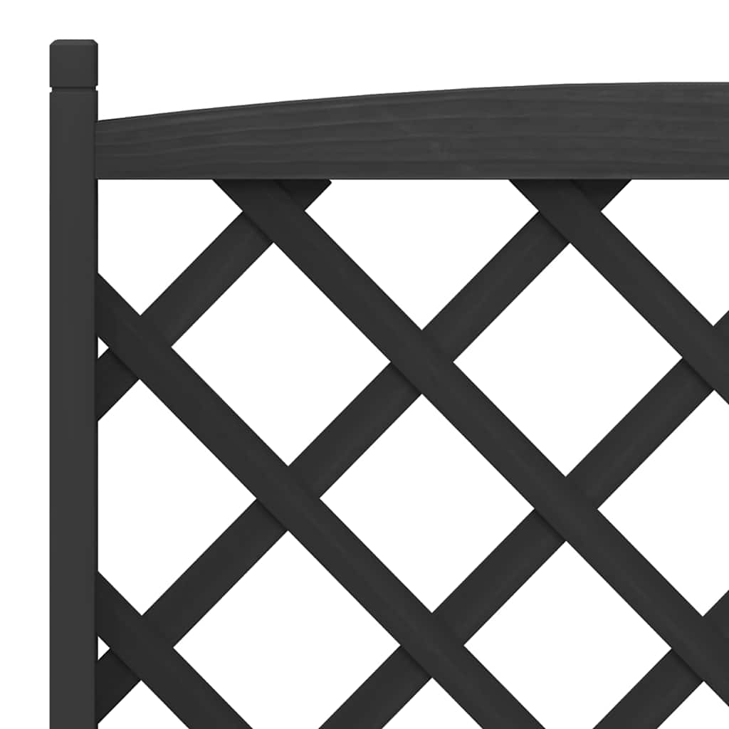 Planter with Trellis Black 90x35x180 cm Solid Wood Fir