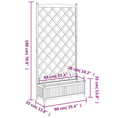 Planter with Trellis Black 90x35x180 cm Solid Wood Fir