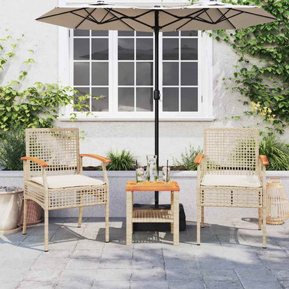 Garden Chairs with Cushions 2 pcs Beige Poly Rattan Acacia Wood