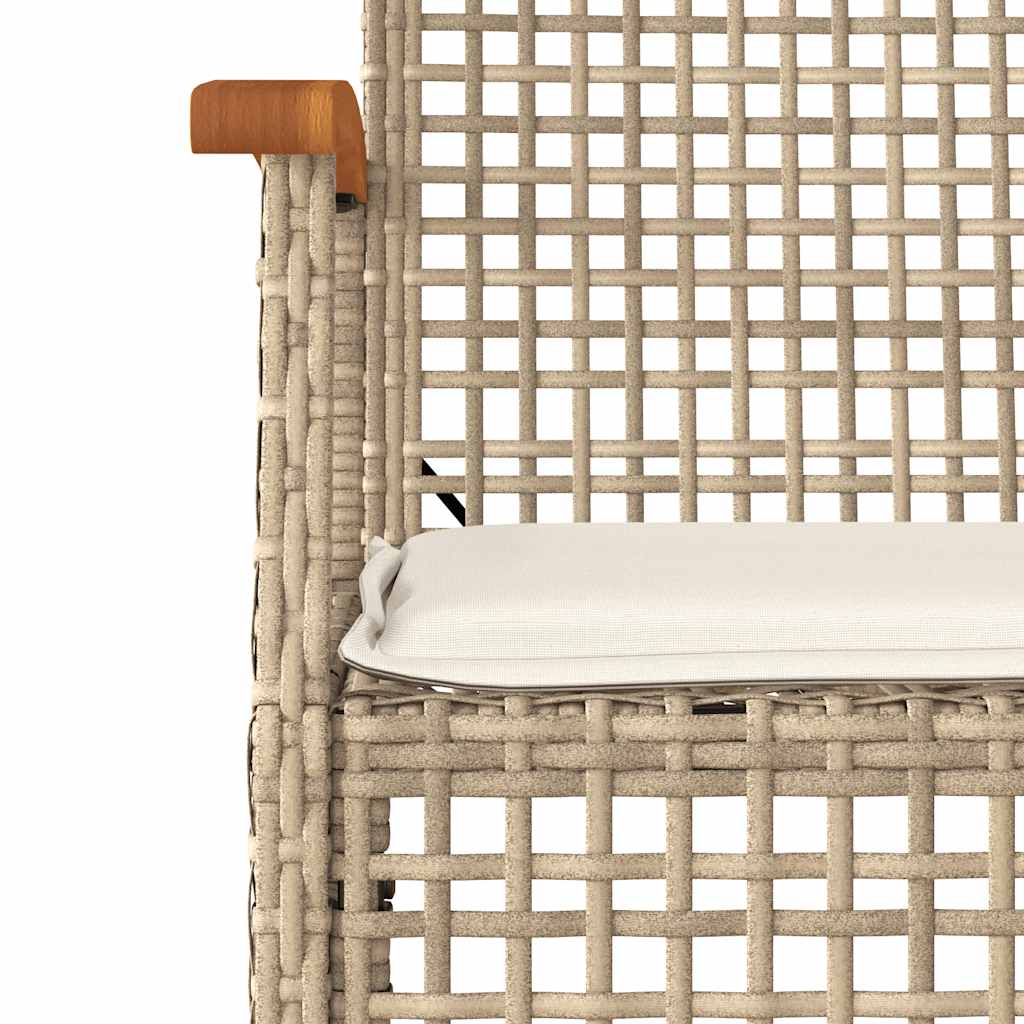 Garden Chairs with Cushions 2 pcs Beige Poly Rattan Acacia Wood