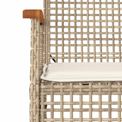 Garden Chairs with Cushions 2 pcs Beige Poly Rattan Acacia Wood