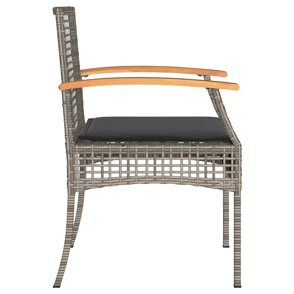 Garden Chairs with Cushions 4 pcs Grey Poly Rattan Acacia Wood