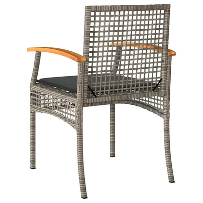 Garden Chairs with Cushions 4 pcs Grey Poly Rattan Acacia Wood
