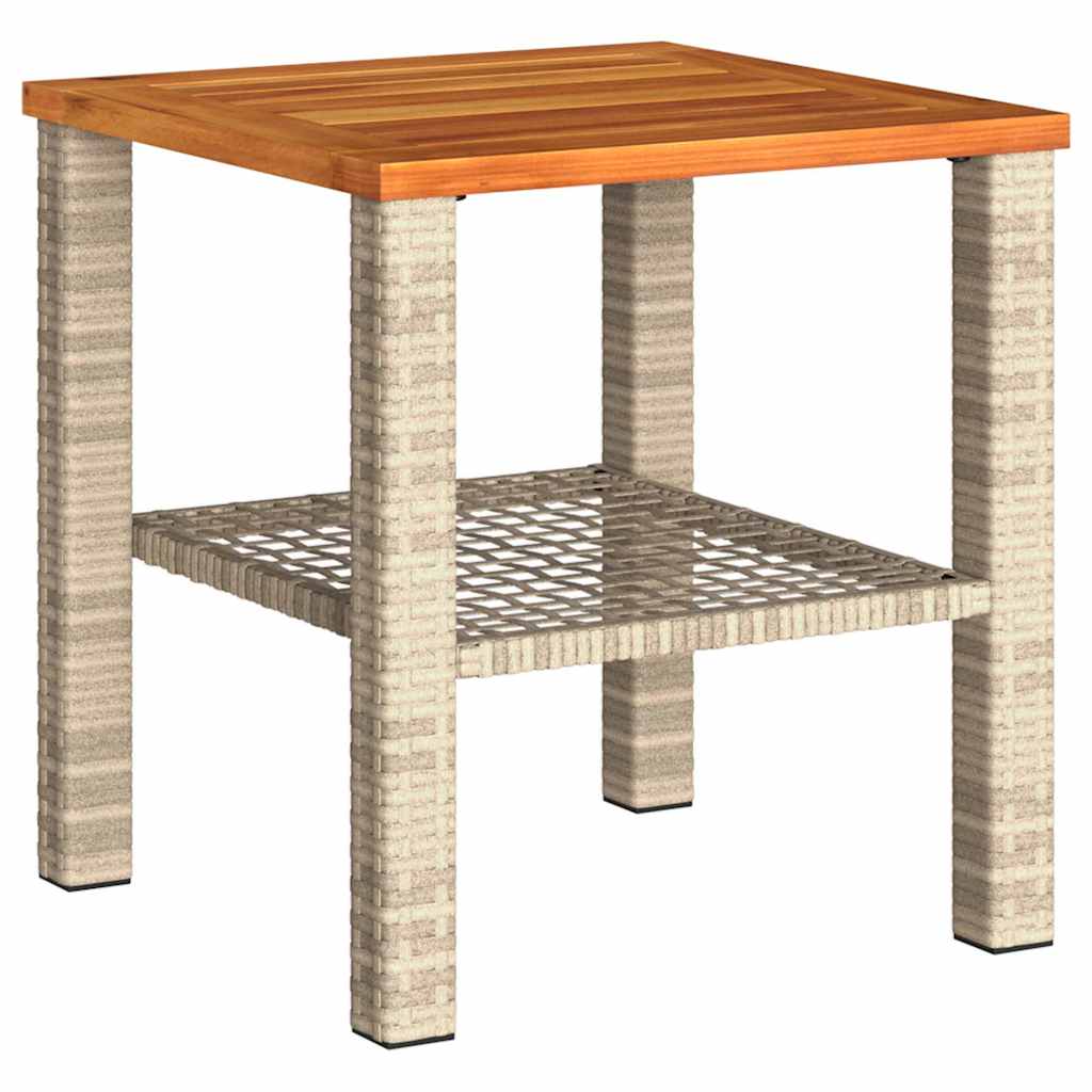 3 Piece Bistro Set with Cushions Beige Poly Rattan Acacia Wood