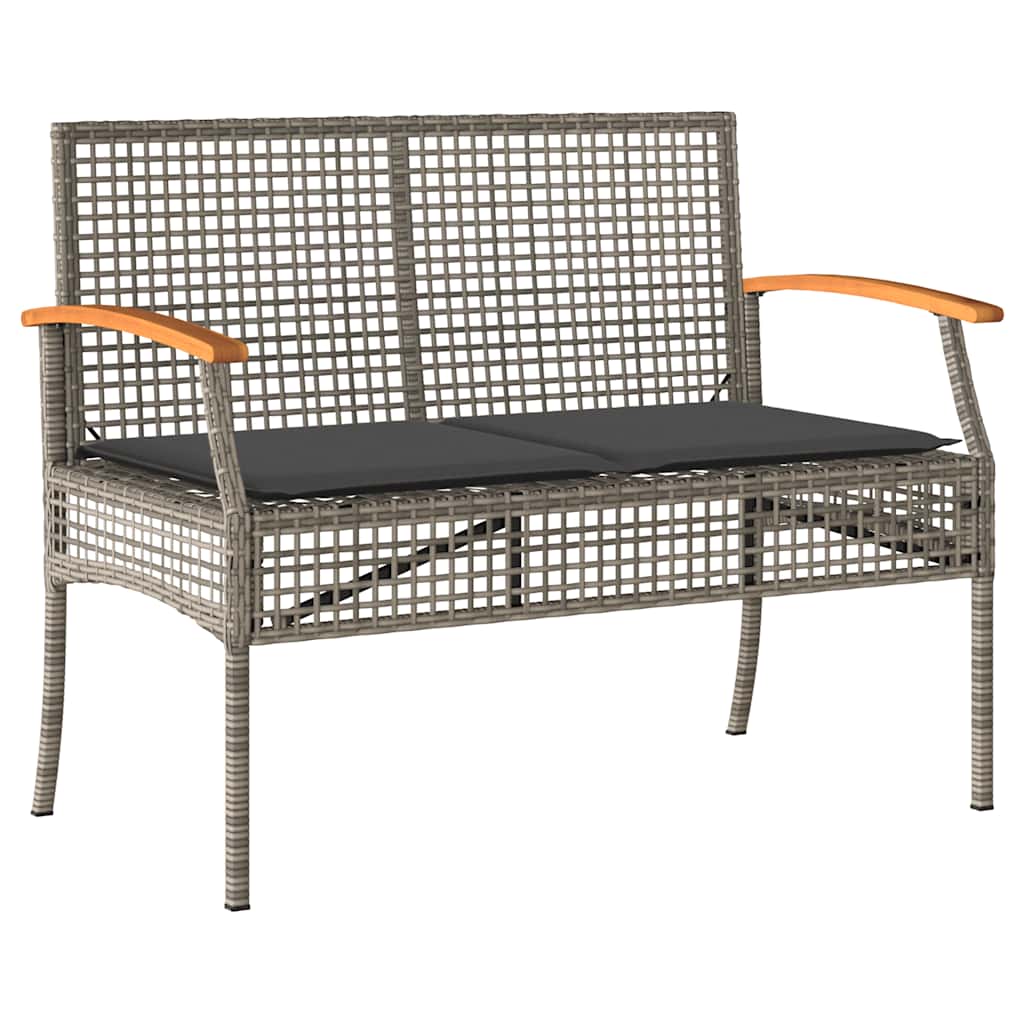 4 Piece Garden Lounge Set with Cushions Grey Poly Rattan