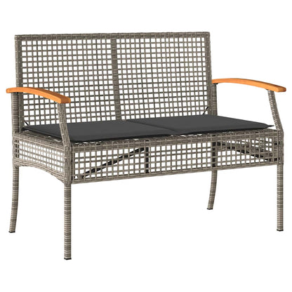 4 Piece Garden Lounge Set with Cushions Grey Poly Rattan