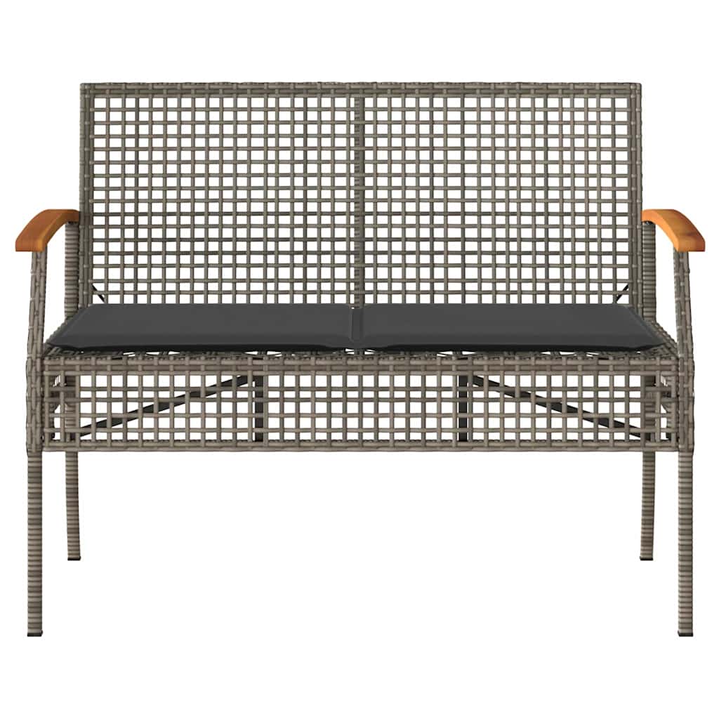 4 Piece Garden Lounge Set with Cushions Grey Poly Rattan