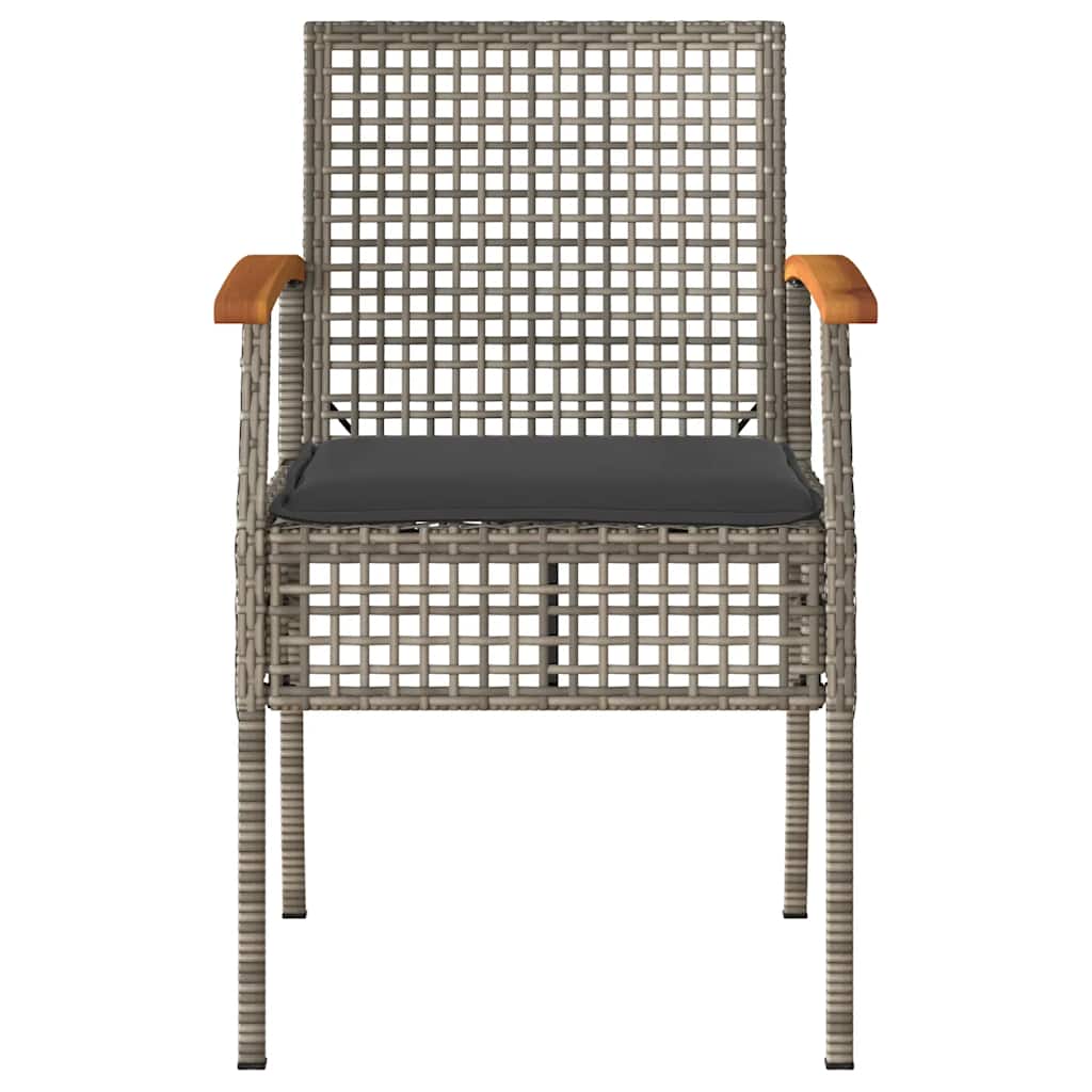 4 Piece Garden Lounge Set with Cushions Grey Poly Rattan