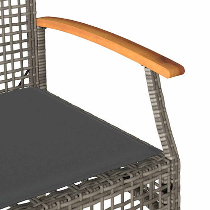4 Piece Garden Lounge Set with Cushions Grey Poly Rattan