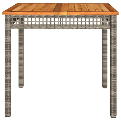 Garden Table Grey 80x80x75 cm Poly Rattan Acacia Wood