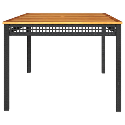 Garden Table Black 180x90x75 cm Poly Rattan Acacia Wood