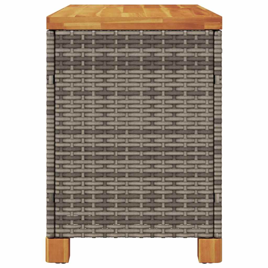 Garden Storage Box Grey 80x40x48 cm Poly Rattan Acacia Wood
