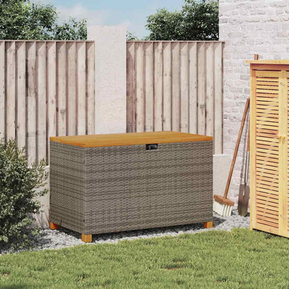 Garden Storage Box Grey 110x55x63 cm Poly Rattan Acacia Wood