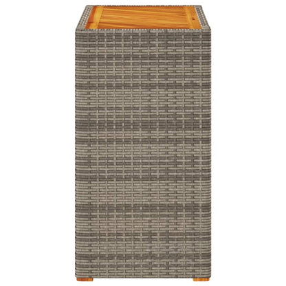 Garden Side Table with Wooden Top Grey 60x40x75 cm Poly Rattan