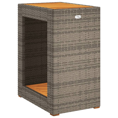 Garden Side Table with Wooden Top Grey 60x40x75 cm Poly Rattan