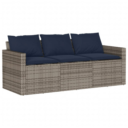 2 Piece Garden Dining Set with Cushions Grey Poly Rattan