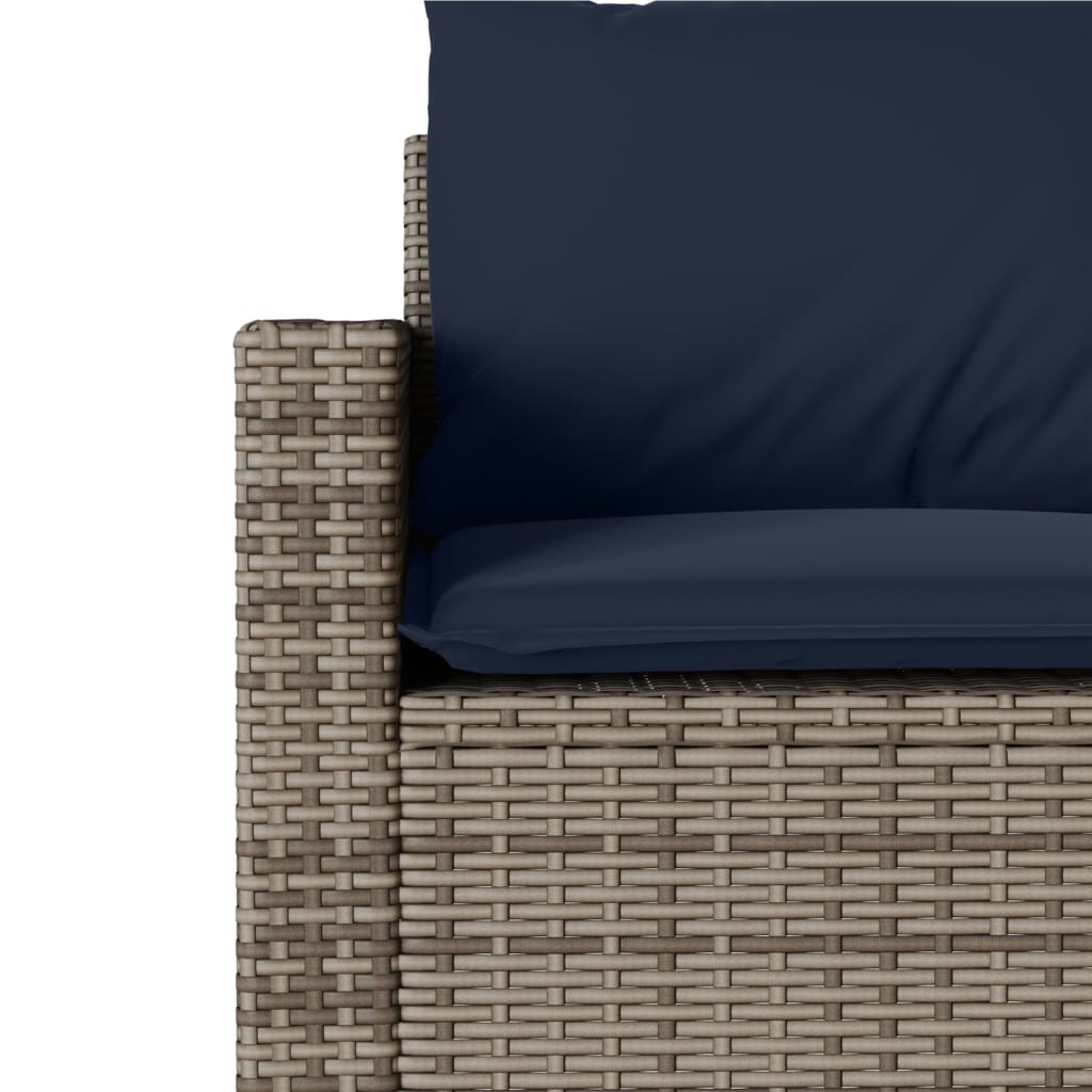 2 Piece Garden Dining Set with Cushions Grey Poly Rattan