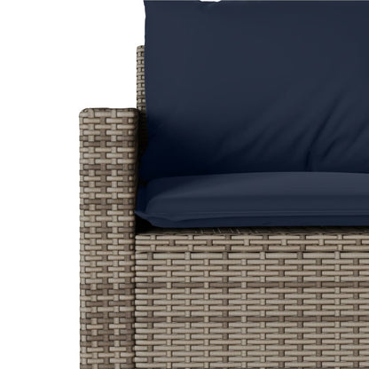 2 Piece Garden Dining Set with Cushions Grey Poly Rattan