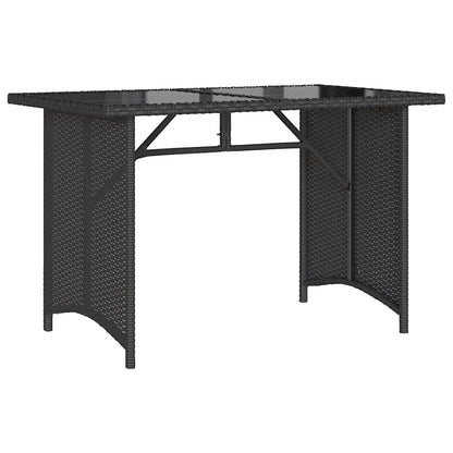 Garden Table | Black | Poly Rattan, Tempered Glass, Powder-Coated Steel