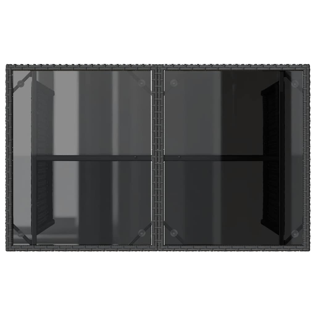 Garden Table | Black | Poly Rattan, Tempered Glass, Powder-Coated Steel
