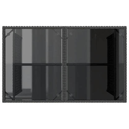 Garden Table | Black | Poly Rattan, Tempered Glass, Powder-Coated Steel
